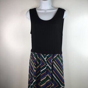 Calvin Klein Sleeveless Knit Top Multicolor Striped Chiffon Maxi Dress Size S